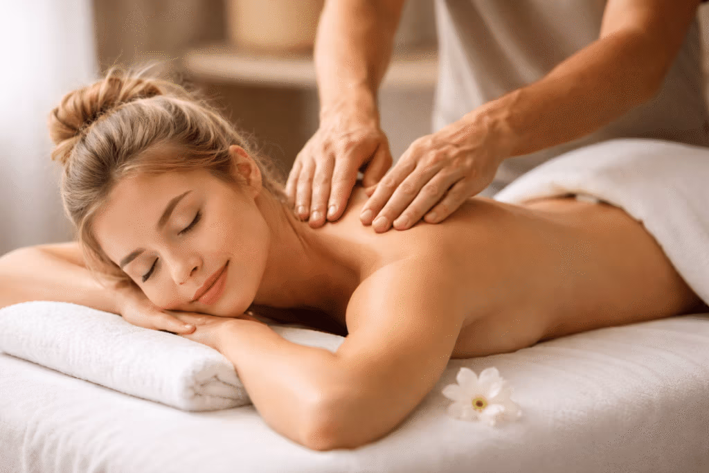 kvinde paa maven .afstresningsmassage min